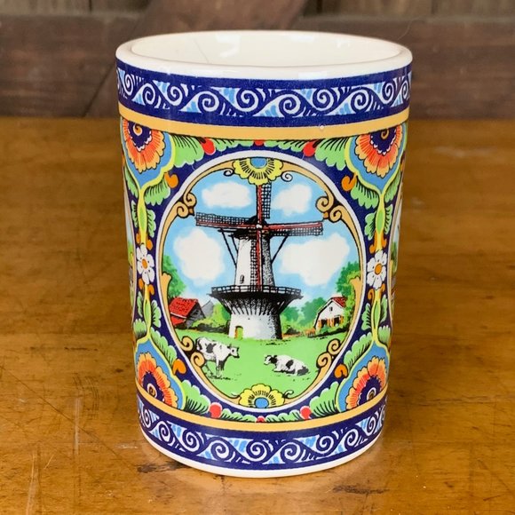 Vtg Agro Delfts Poly Holland Windmill Mug - Picture 1 of 11
